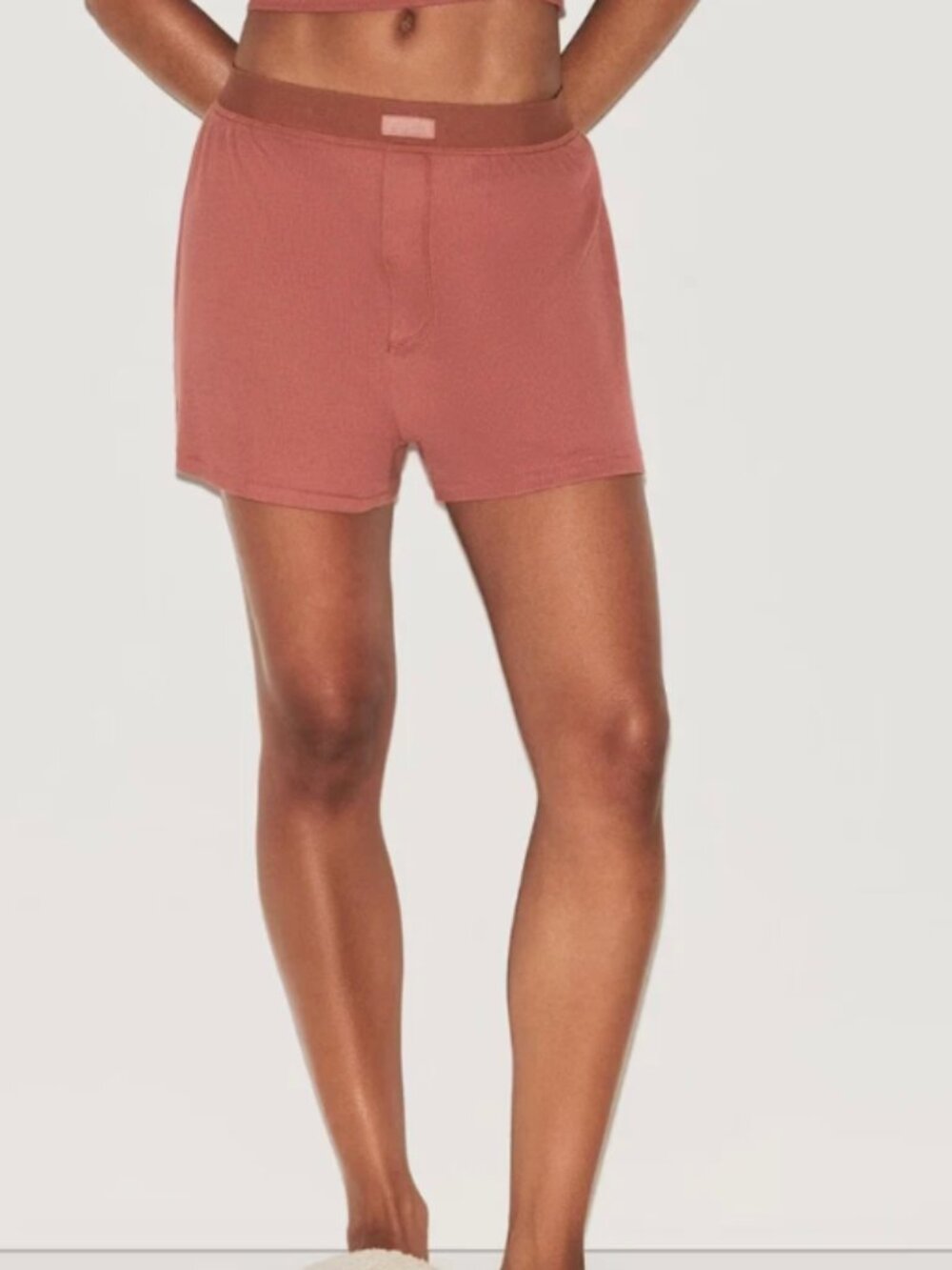 Skims Cotton Rib Loose Boxer Redwood Size XL Loungewear Sleepwear NWT